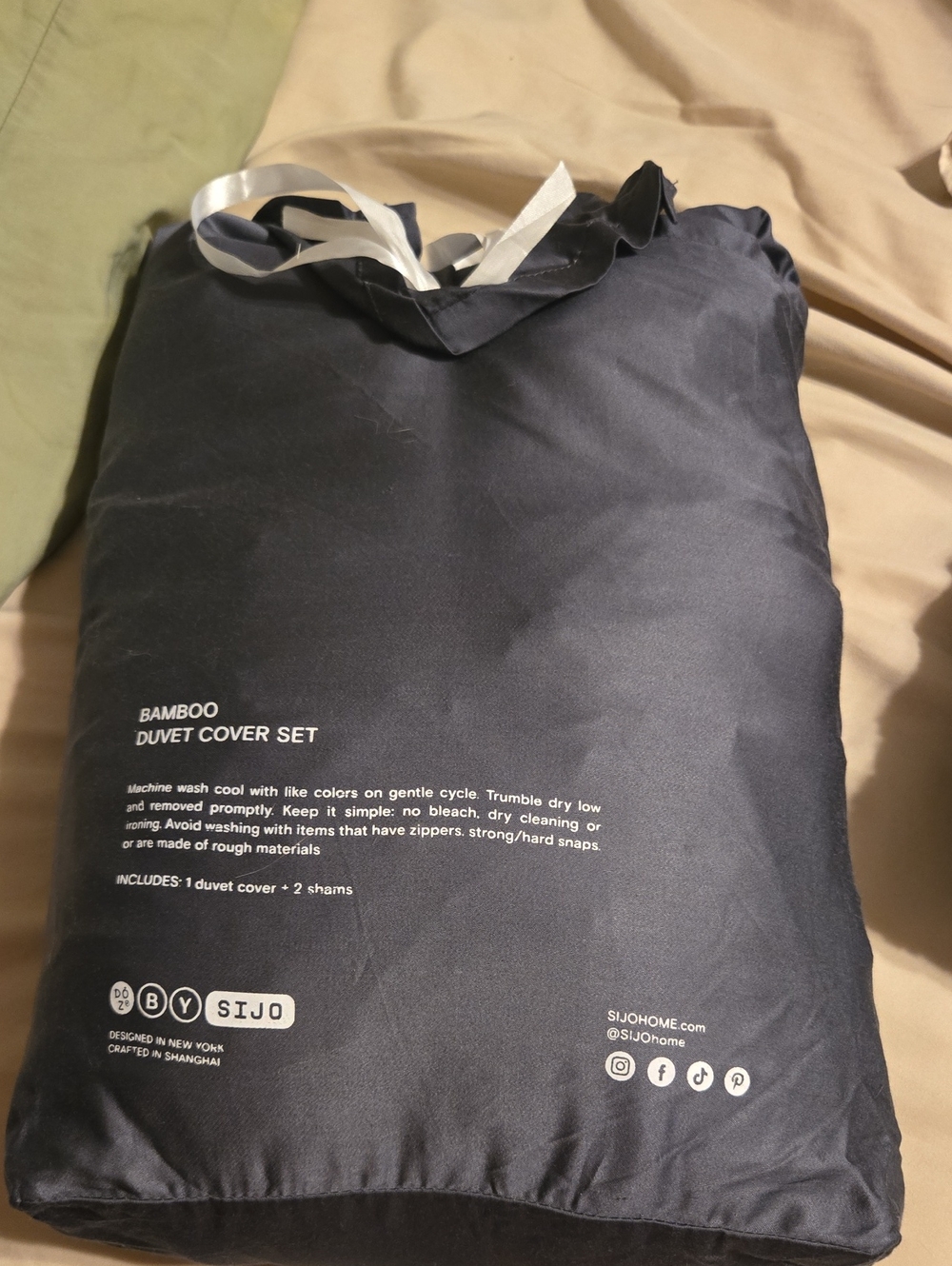 SIJO Bamboo Duvet Cover Set - Charcoal/Navy King/California King